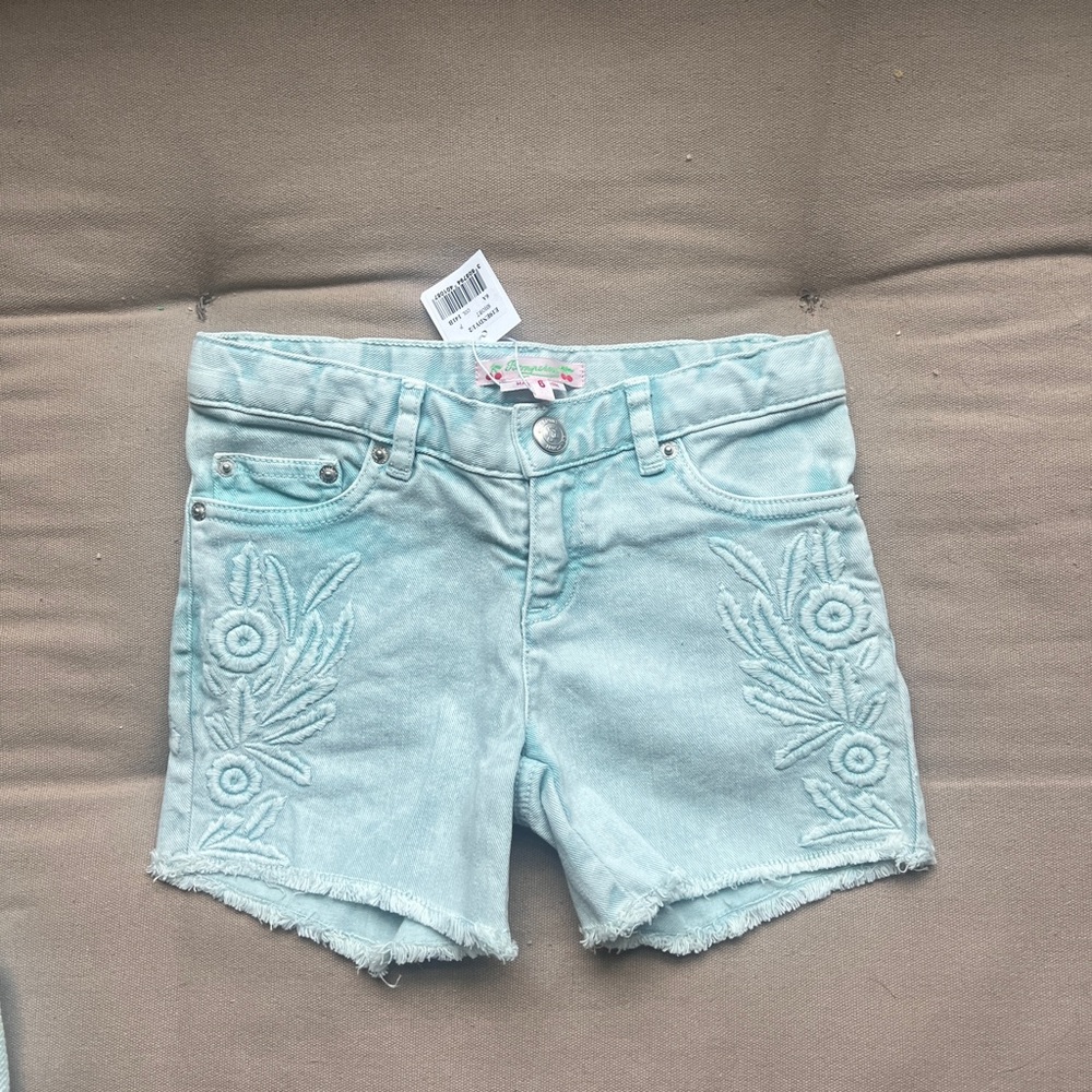 Girls denim shorts with floral details